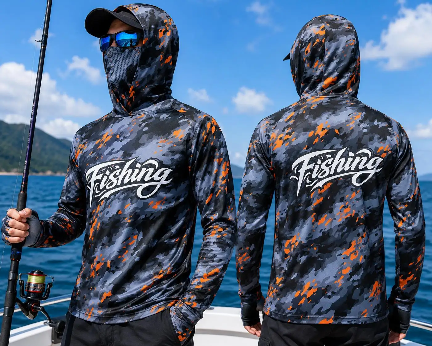 Wallpaper - Mens Fishing Hooded Shirt UPF50 Sun