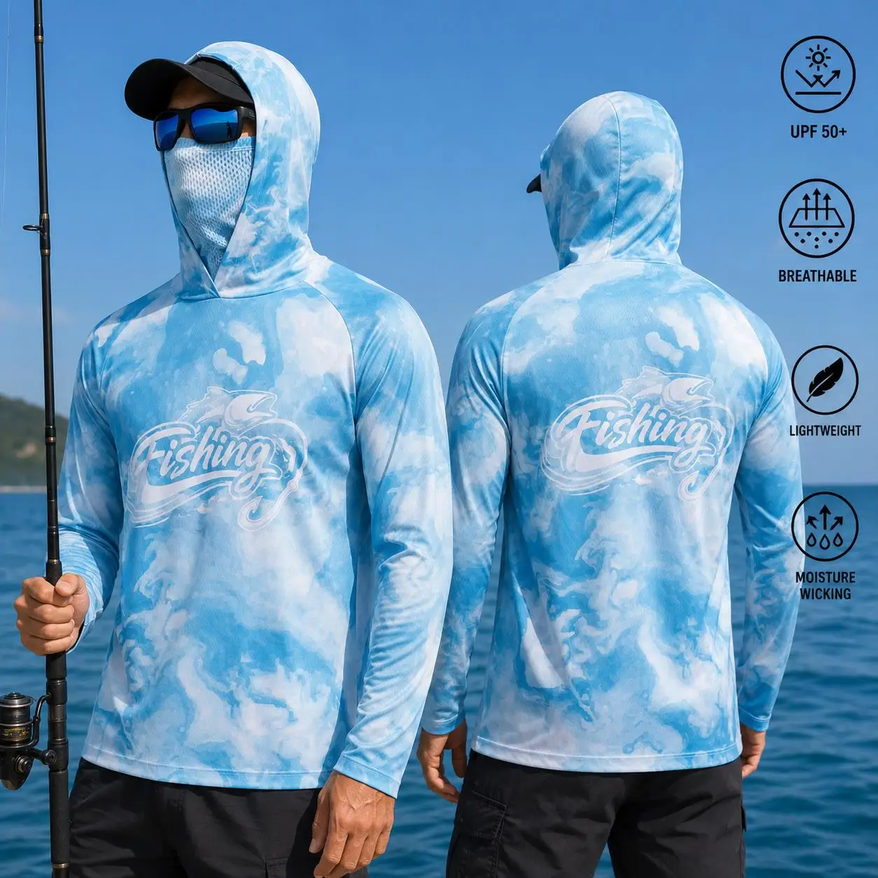 Mens Fishing Hooded Shirt UPF5 - Wallpaper review and price